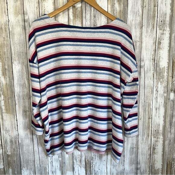 J. Jill Sweaters - J. Jill Boat Neck Blue, Pink, & Red Striped Sweater